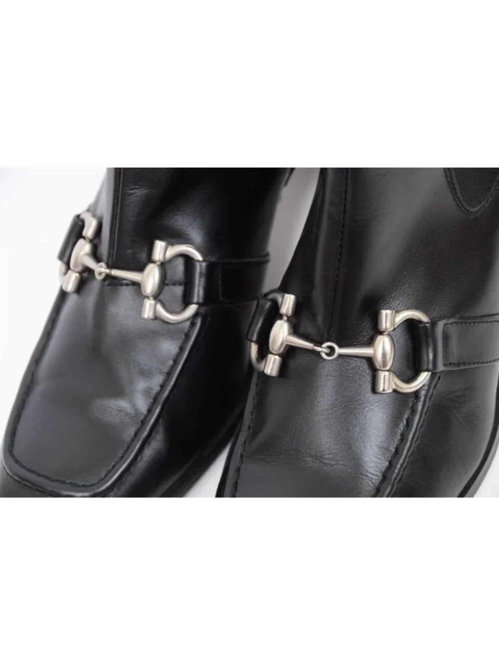 Renatta Made in Spain Womens 9 Black Leather Horsebit Ankle Heeled Dressy Boots‎